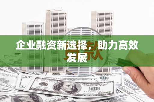 湟源企业融资新选择，助力高效发展